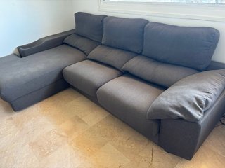 Sofá cama chaiselongue 3m tela gris. solo recogida