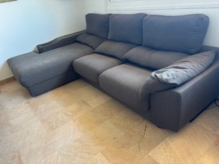 Sofá cama chaiselongue 3m tela gris. solo recogida