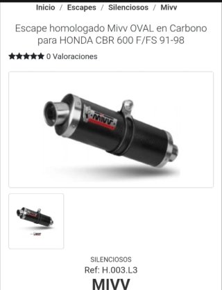 Escape Mivv Oval Carbono Honda CBR 600 F