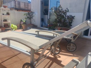 Tumbonas de metal beige