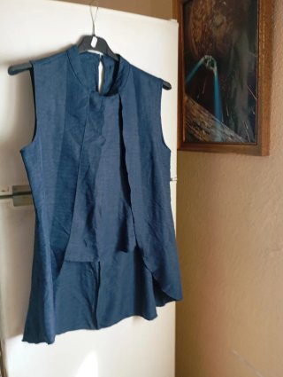 Blusa azul sin mangas