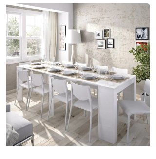Mesa de comedor consola extensible blanca