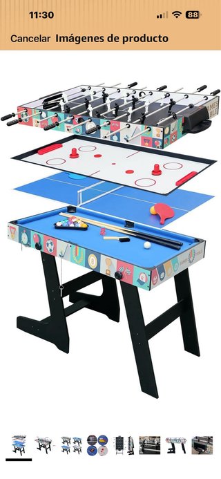 Mesa multijuegos futbolín y hockey billar