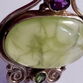 Colgante Plata Prehnita y Amatista