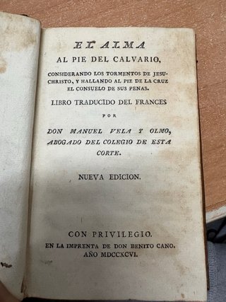 Libro antiguo El alma al pie del calvario