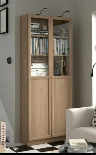 Librería Billy Ikea Madera y Cristal
