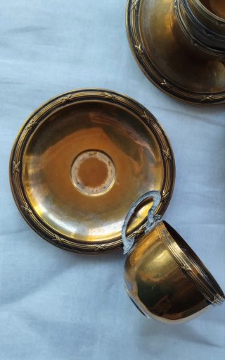 Set 5 Tazas y Platillos Metálicos