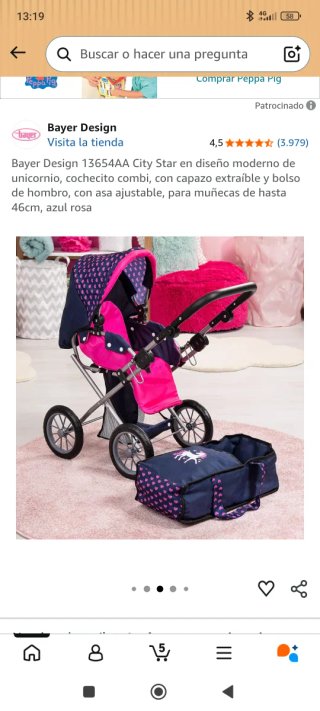 Carrito de muñecas de unicornio