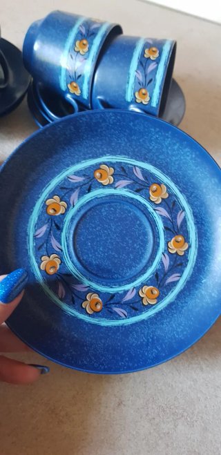 Set 6 Tazzine con Piattini, Lattiera e Zuccheriera