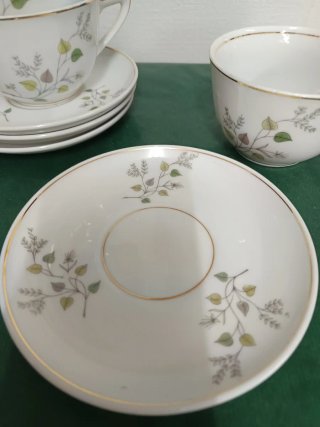 Juego de café  y de té porcelana fina, floral.