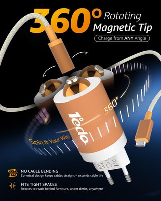Cargador Rápido 65W  Magnético ROTATIVO