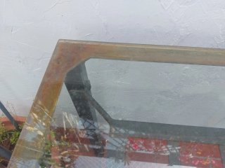 Mesa de terraza cristal y metal