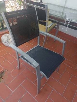 Mesa de terraza cristal y metal