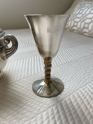 Azucarero, copa y cuenco de plata