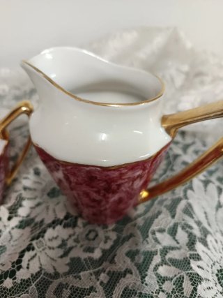 Juego Azucarero y Lechera Porcelana Dorada