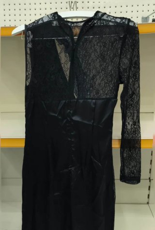 Vestido Negro Encaje y Satén Fiesta