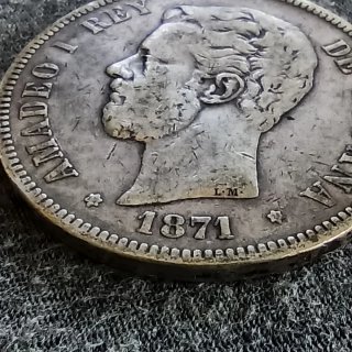 5 Pesetas Amadeo I 1871, precio a Spot -10%