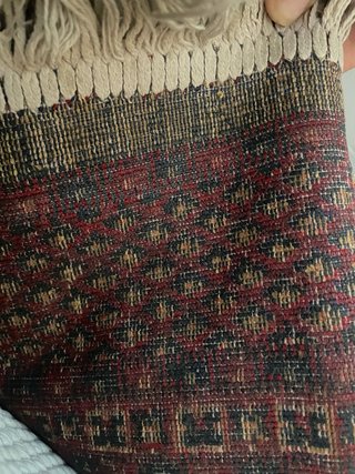 Alfombra Persa Roja con Flecos