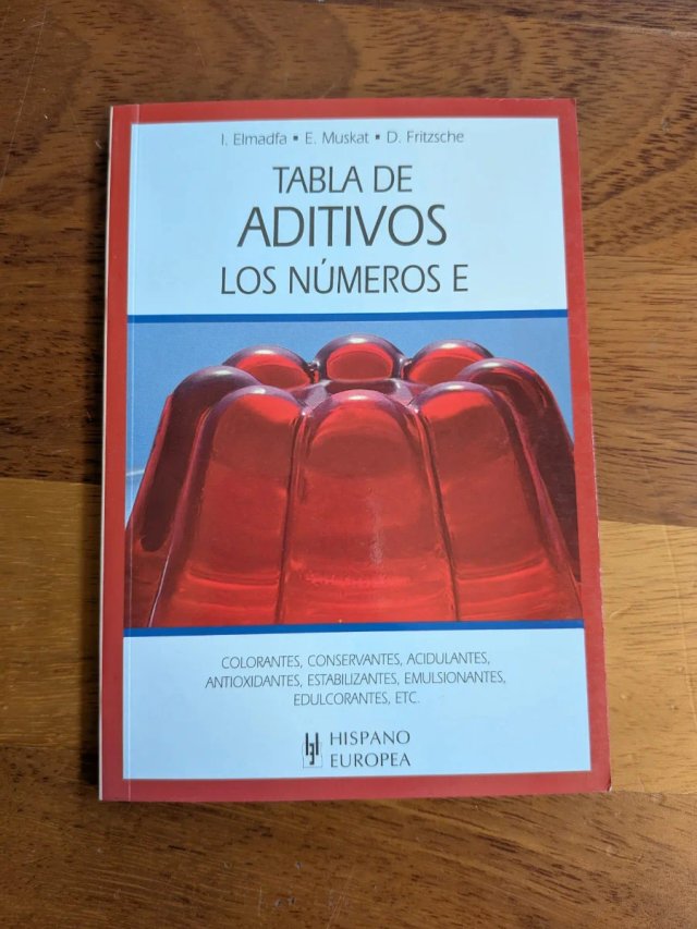 Tabla de aditivos. Los números E