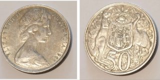Moneda 50 cent. Australia 1966 Plata