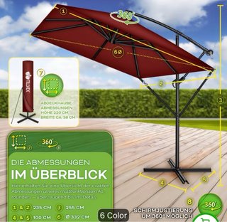 Sombrilla Rectangular Terraza Azul 3m