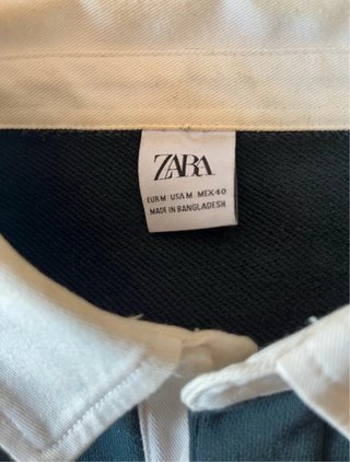 Polo Zara Talla M Azul Marino y Blanco