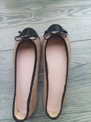 Manoletinas charol beige y negro