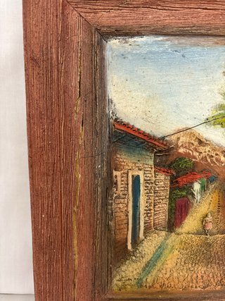 Cuadro óleo vintage en relieve rústico