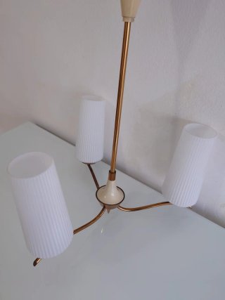 Lámpara Techo Vintage Dorada y Blanca