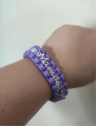 Pulsera Mamá con corazón plata