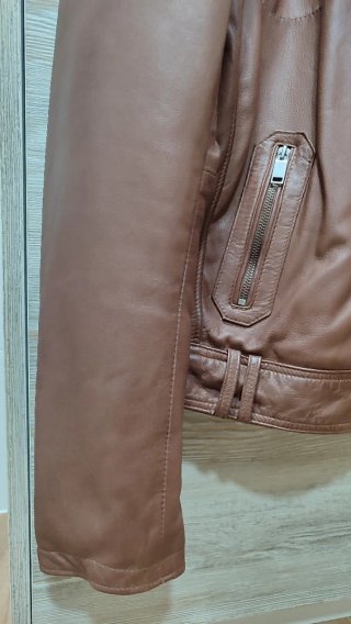 Chaqueta de Piel Marrón Chyston Talla XL pequeña