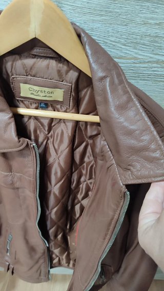 Chaqueta de Piel Marrón Chyston Talla XL pequeña