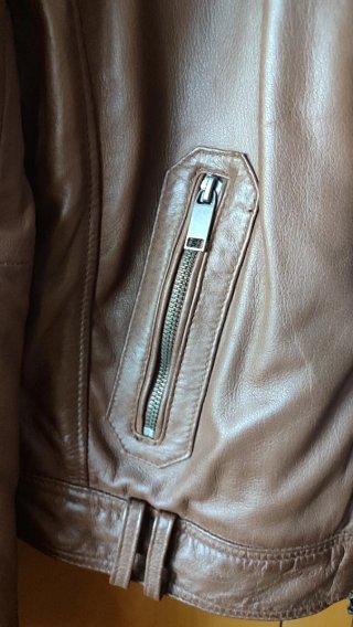 Chaqueta de Piel Marrón Chyston Talla XL pequeña