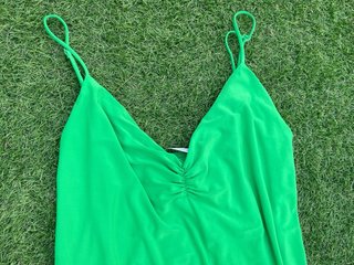 Vestido Midi Zara Verde Neón Talla S