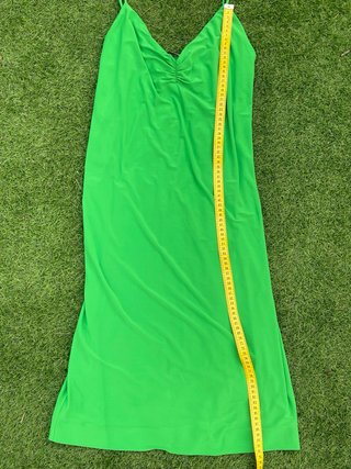 Vestido Midi Zara Verde Neón Talla S