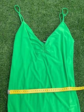 Vestido Midi Zara Verde Neón Talla S