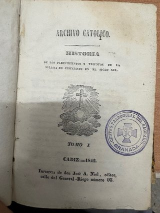 Libro antiguo archivo catolico tomo 1 (1842)
