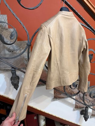 Giacca Biker vera Pelle Morbida Vintage Beige