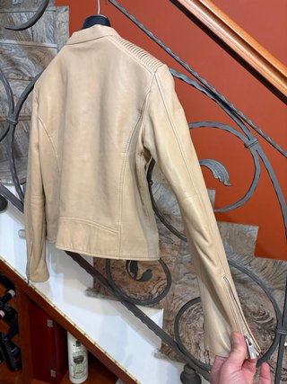 Giacca Biker vera Pelle Morbida Vintage Beige