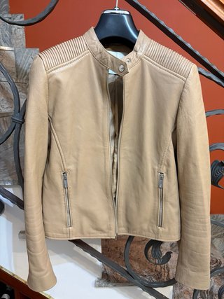 Giacca Biker vera Pelle Morbida Vintage Beige