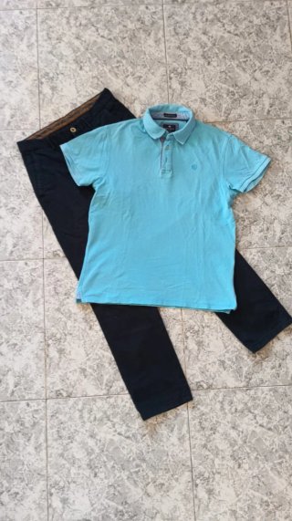 Conjunto Massimo Dutti Pantalón y Polo Azul