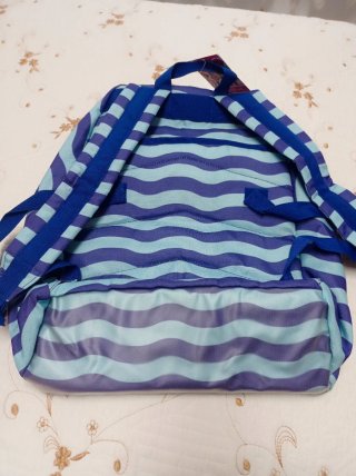 Mochila de rayas azules con estampado