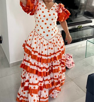 Vestido Flamenco Lunares Naranja Talla Única