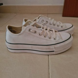 Converse plataforma blancas piel