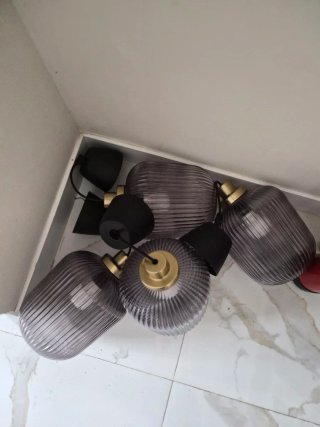 4 Lámparas IKEA SOLKLINT Cristal Gris