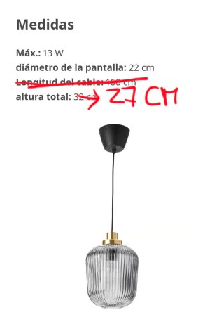 4 Lámparas IKEA SOLKLINT Cristal Gris