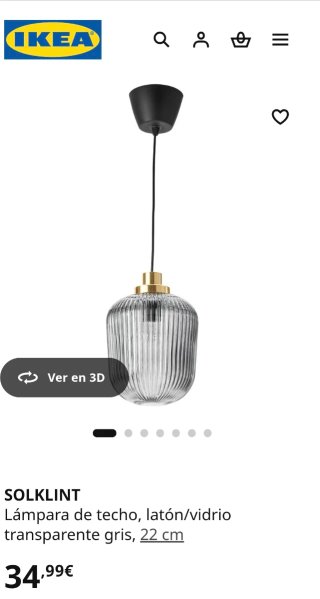 4 Lámparas IKEA SOLKLINT Cristal Gris