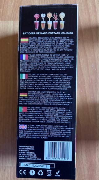 Batidora Portátil Recargable Nueva