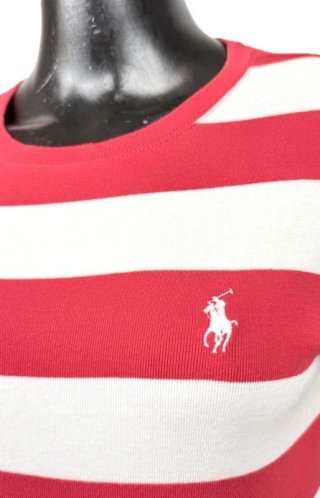 T-shirt Ralph Lauren donna righe rosa bianca XS