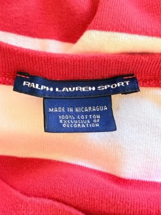 T-shirt Ralph Lauren donna righe rosa bianca XS